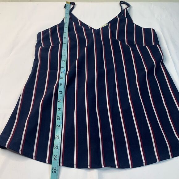 JAPNA Spaghetti Strap Vertical Stripes V-neck Tank Top - Picture 6 of 6